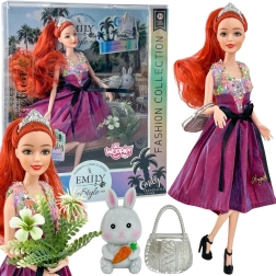 Woopie Royal nukk Emi Fashion 32 cm – stiilne printsess roosas kleidis koos aksessuaaridega