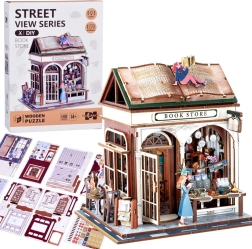 Wooden 3D puzzle bookstore with light, 148 pieces
