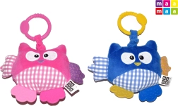 Vibrating plush owl for crib, rattle 21 cm