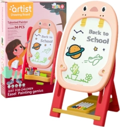 Kahepoolne magnettahvel mängudega lastele, roosa