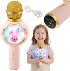 Laste juhtmevaba karaoke-mikrofon LED-valgustusega, roosa IZOXIS