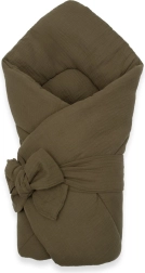 Muslin lace-up swaddle NEW BABY olive