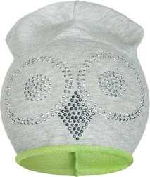 New Baby spring cotton hat with owl, gray-green