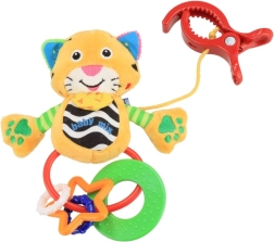 BABY MIX Tiger Plush Rattle Toy with Clip