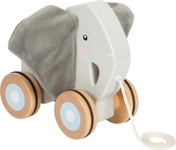 Wooden Pull-Along Toy Elephant with Crinkly Ears