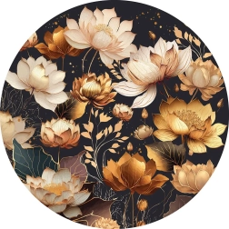 Round Puzzle Flowers: Golden Blossoms 500 Pieces