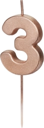 Rose Gold Number Shaped Candle No. 3