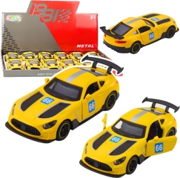 Metal racing car 1:43 with pull-back drive and opening doors – yellow