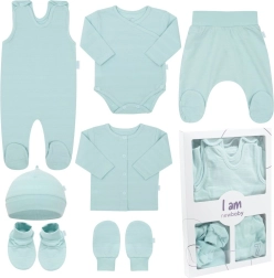Vastsündinu komplekt NEW BABY I AM, mündiroheline, 0–3 kuud