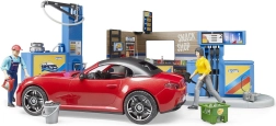 Bruder tankla sportauto ja 2 figuuriga
