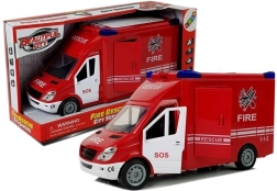 Hõõrdejõuga tuletõrjeauto tulede ja helidega, avatavad uksed