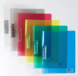 Polypropylene folder with spine clip, Lines design, assorted colors