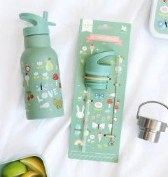A Little Lovely Company roostevabast terasest pudeli 350 ml sulguri, harjakese ja kõrre komplekt – Radost