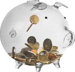 Läbipaistev klaasist Ruhhy seakujuline rahakassa