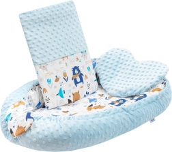 Luksuslik beebipesa padja ja tekiga Minky’st, sinine – New Baby