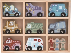 2Kids Toys puidust autode komplekt riiuliga