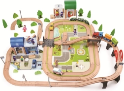 2Kids Toys puidust rongirada linn ja küla 200 osaga