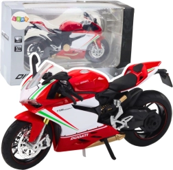 Metal sports motorcycle 1:12 with lights and sounds – red‑white