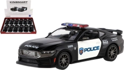 Metallist auto mudel Ford Mustang Dark Horse Police 2024 1:38 tagasitõmbemehhanismiga, 13 cm