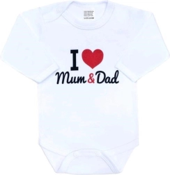 Baby bodysuit New Baby I Love Mum and Dad, long sleeve, size 68