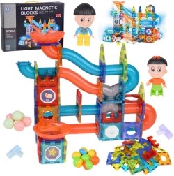 Magnetilised valgusega 3D klotsid – suur kuulirada, 142 osa