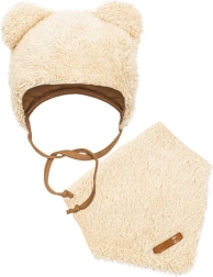 Talvine beebikomplekt New Baby Teddy bear – müts ja kaelasall, beež