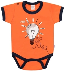 Baby cotton bodysuit with short sleeves New Baby Happy Bulbs