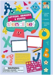 Letter, Number, and Shape Stencils with Crayon Set