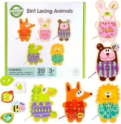 Woopie Green Wooden Lacing Animals 5-in-1
