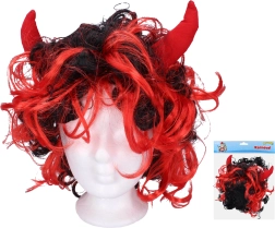 Wig with Red Horns for Devils and She-Devils