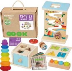 Woopie Green Montessori karp 6-ühes puidust hariduslik komplekt lastele 13–15 kuud