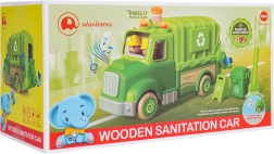 Puidust prügiauto tulede ja helidega