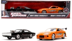 Kiirete ja vihaste metallautode mudelid Twin Pack Toyota Supra ja Dodge Charger 1:32