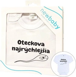 Laste body trükiga New Baby OTECKOVA NAJRÝCHLEJŠIA, pikk varrukas, kinkepakendis (suurus 86)