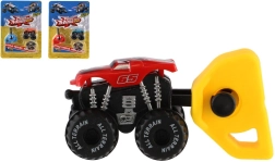 Mini väljalastav monster trucki auto, plast, 4 cm, 3 värvi
