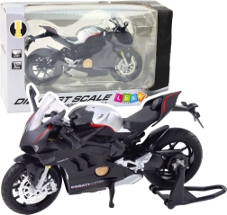 Metal sport motorcycle 1:12 with lights and sounds – black V4