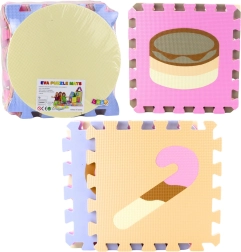 Pehme EVA-vahtplastist puslematt, pastelne, loomad, 16 osa