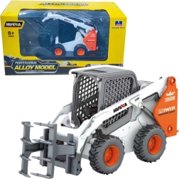 Metallist ratastel frontaallaadur haaratsiga 1:50 valge