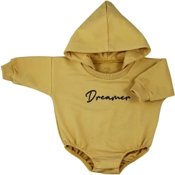 Baby baggy bodysuit with hood Koala Dreamer – mustard