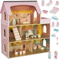 Puidust nuku­maja LED-valgustuse ja mööbliga KRUZZEL