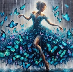 Diamond painting dancer with butterflies 30 × 40 cm