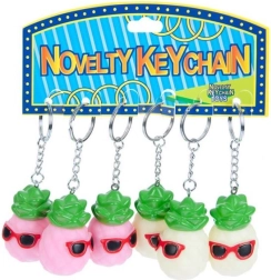 Light-up pineapple keychain with sunglasses