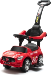 Laste sõiduk lükkesangaga BABY MIX tuletõrjeauto, punane