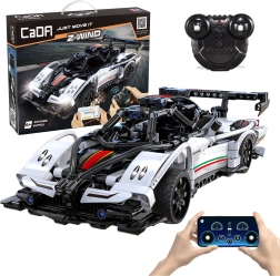 CaDA RC võidusõiduauto Z-Wind ehituskomplekt, valge, 457 detaili, Dual Mode