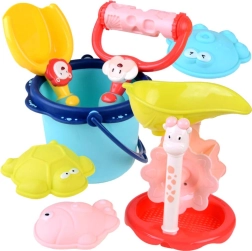 Colorful Beach Set with Bucket and Molds