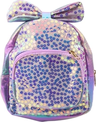 Children's backpack with glittering sequins and bow purple 22 cm 2.8 L