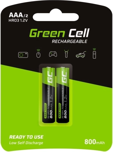 Green Cell AAA HR03 800 mAh laetavad patareid, 2 tk