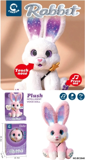 Interactive plush bunny with lights and sounds, white