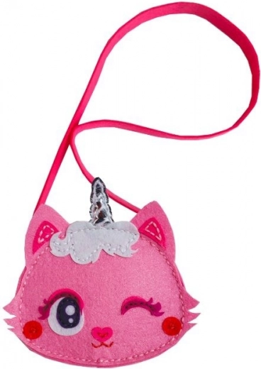 Creative Set – Small Felt Handbag with Kitten, Pink