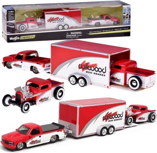 Maisto metallist komplekt 1:64 – CHEVROLET 454 SS Pick-up 1993 + CHEVROLET Pick-up 1936 koos haagisega